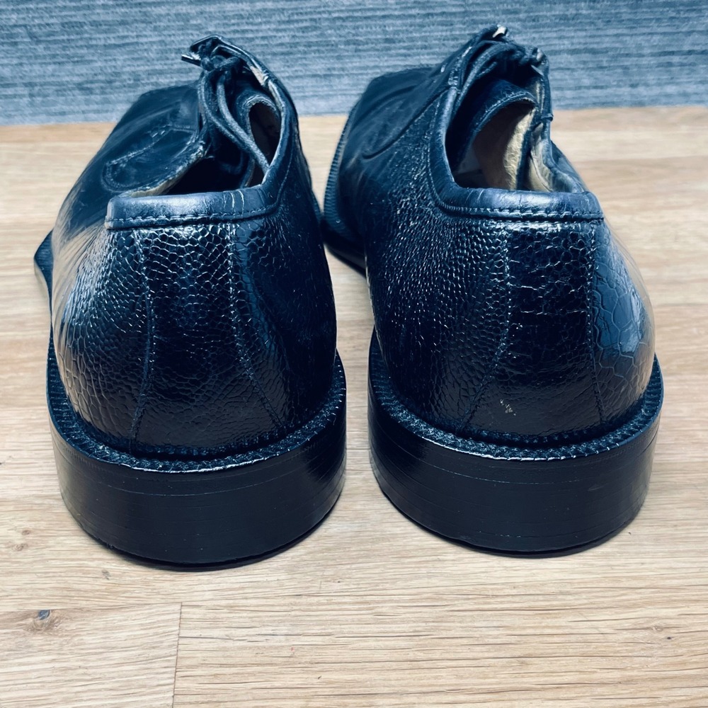 Belvedere Florence Dress Shoes Men 10 M Black Genuine Ostrich Leg Leather Italy - Picture 8 of 12